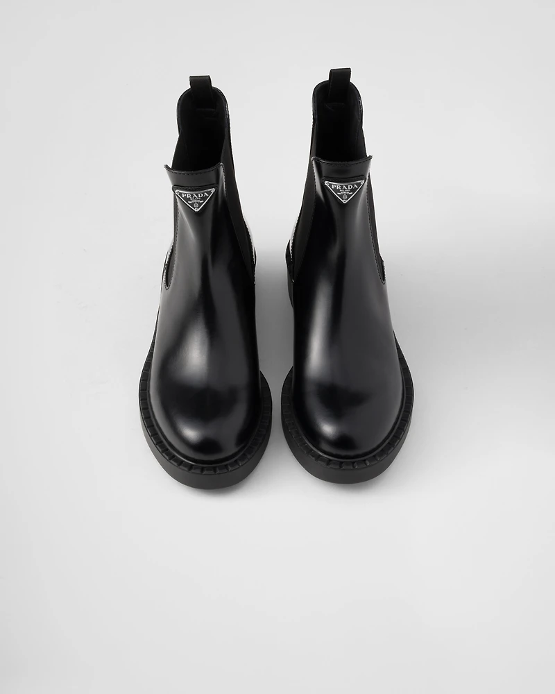 Brushed leather Chelsea booties