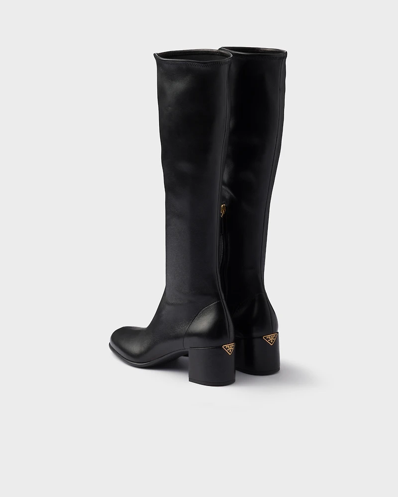 Stretch nappa leather boots