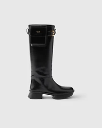 Brushed leather boots with pouch