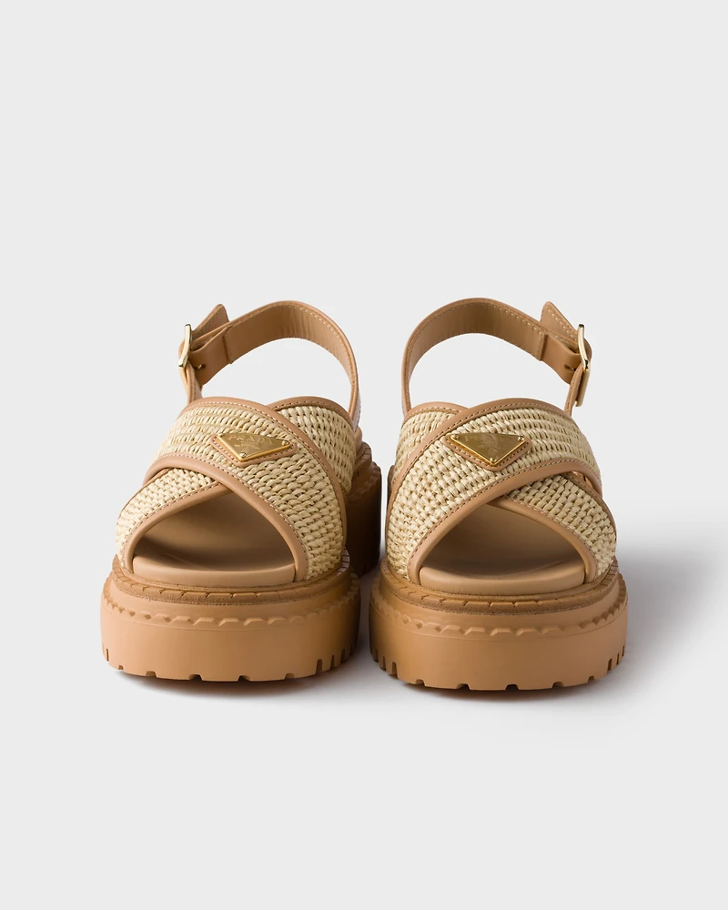 Crochet and leather sandals