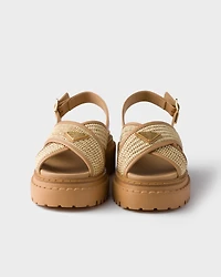 Crochet and leather sandals