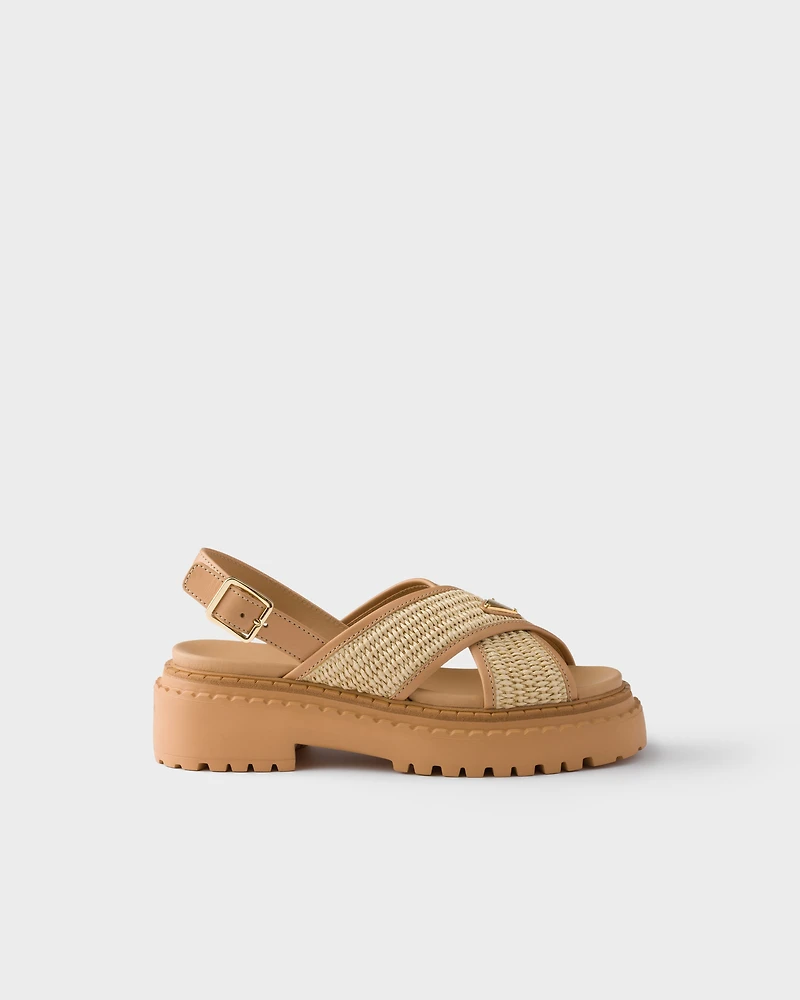 Crochet and leather sandals