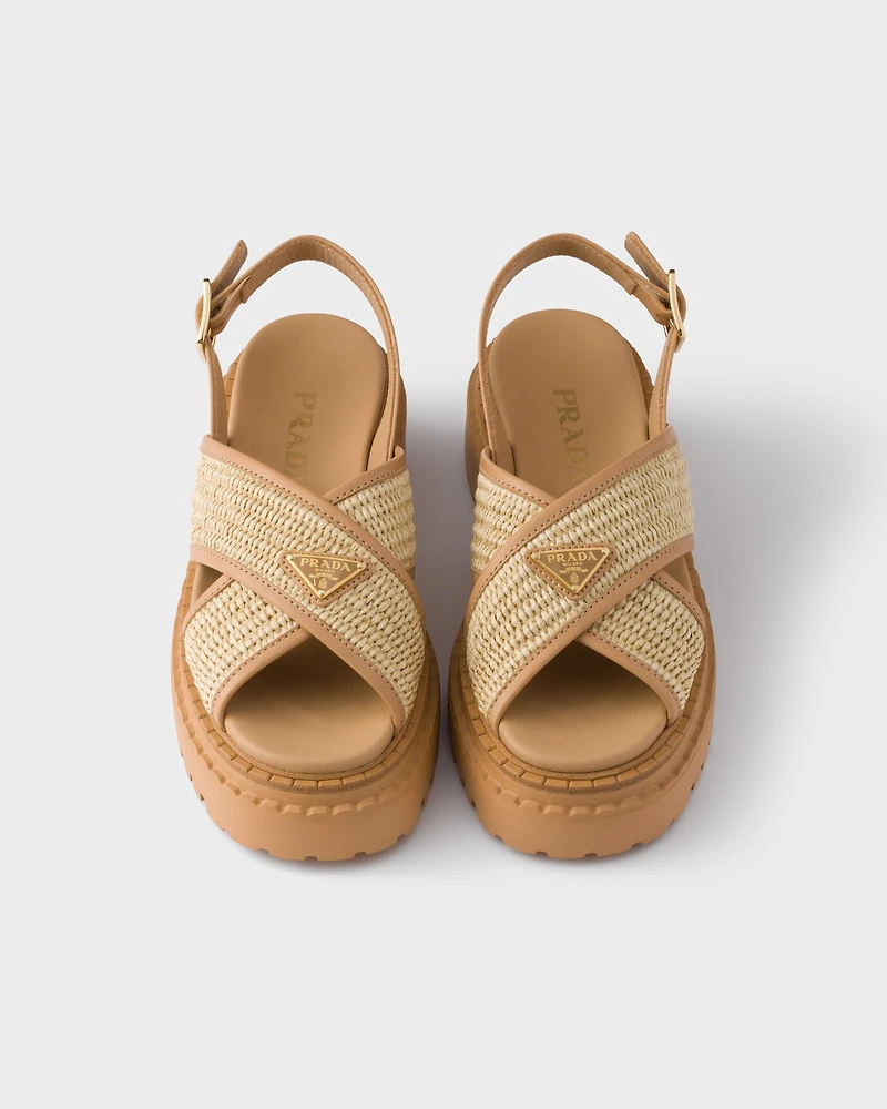 Crochet and leather sandals