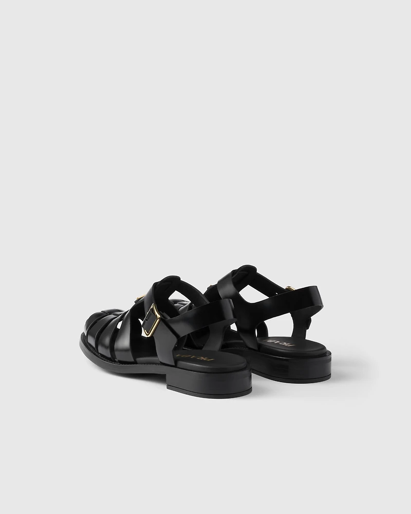 Brushed leather fisherman sandals