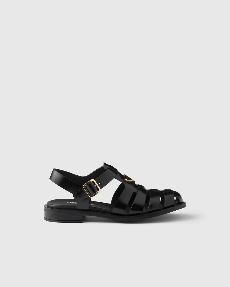 Brushed leather fisherman sandals