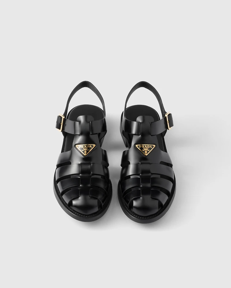Brushed leather fisherman sandals