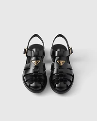Brushed leather fisherman sandals