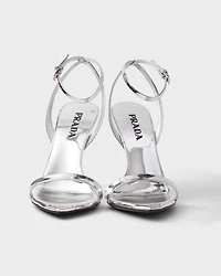 Metallic leather high-heeled sandals