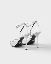 Metallic leather high-heeled sandals