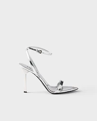 Metallic leather high-heeled sandals