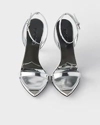 Metallic leather high-heeled sandals