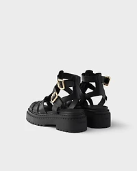Leather sandals with ankle straps