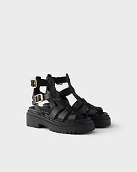 Leather sandals with ankle straps