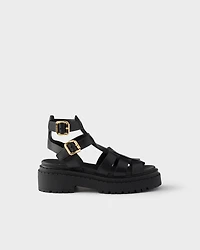 Leather sandals with ankle straps
