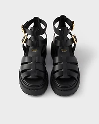 Leather sandals with ankle straps