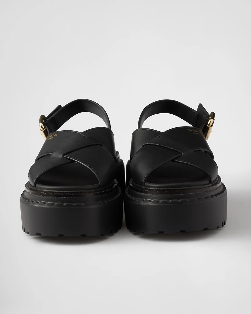 Leather crisscross sandals
