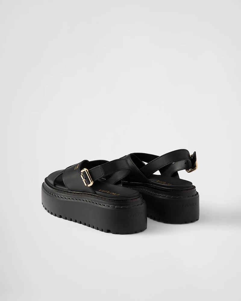 Leather crisscross sandals