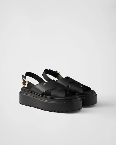 Leather crisscross sandals