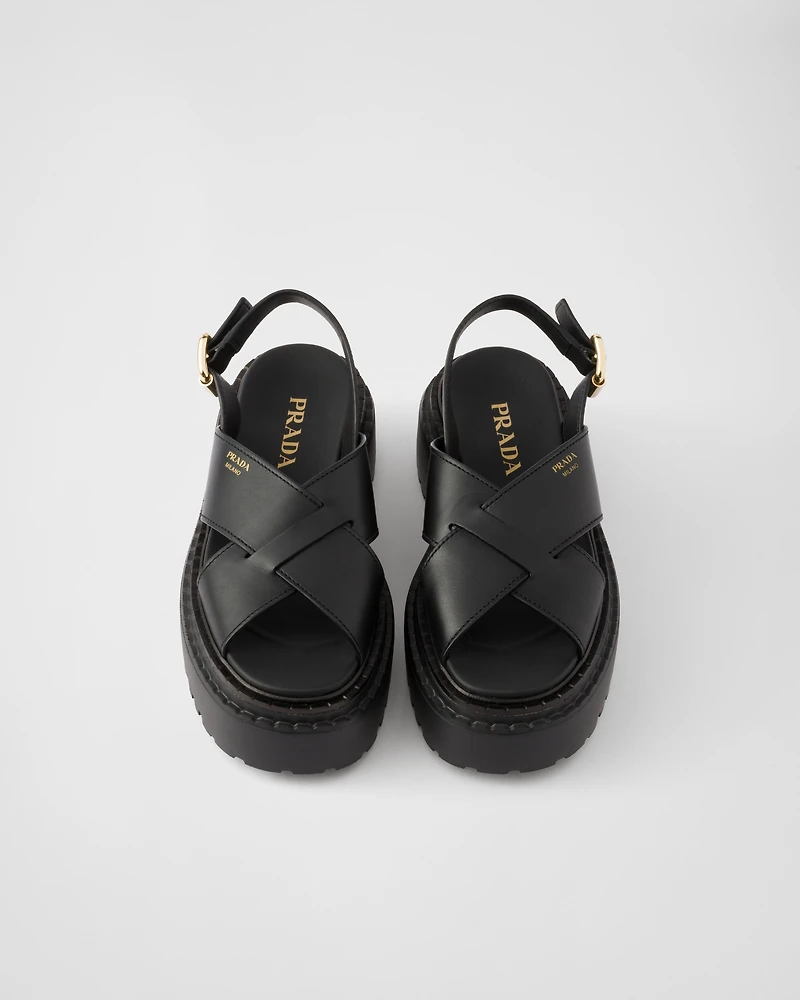 Leather crisscross sandals