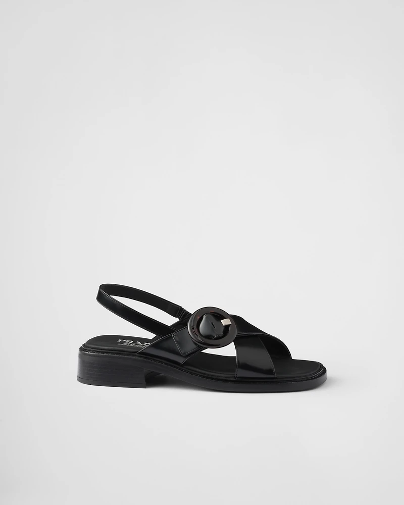 Brushed leather sandals with buckle