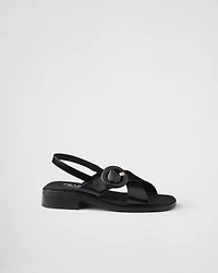 Brushed leather sandals with buckle