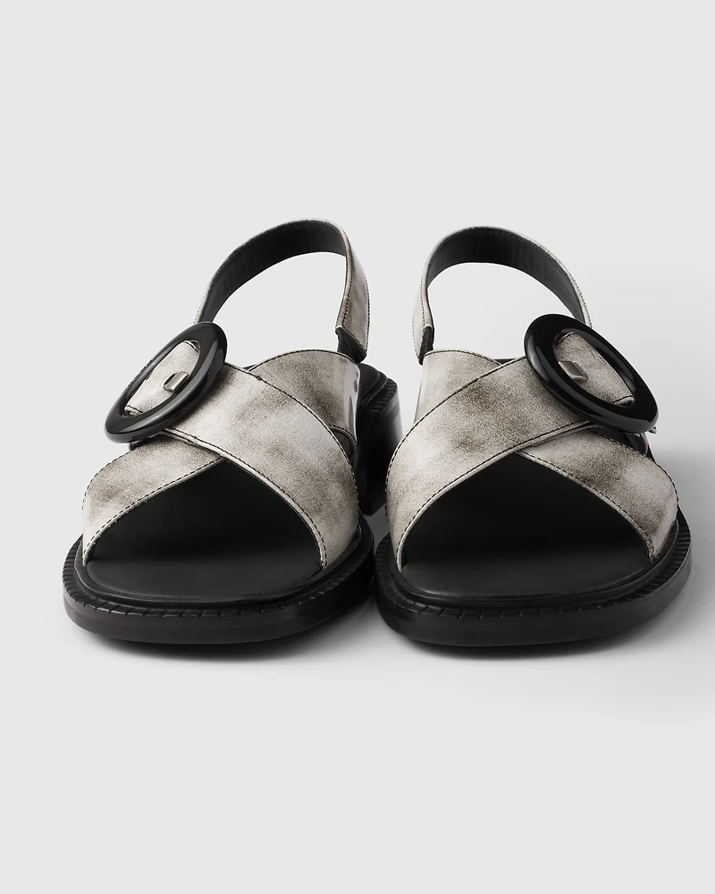 Brushed leather sandals with buckle