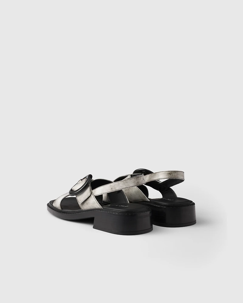Brushed leather sandals with buckle