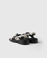 Brushed leather sandals with buckle