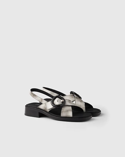 Brushed leather sandals with buckle
