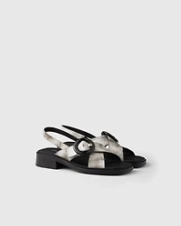 Brushed leather sandals with buckle