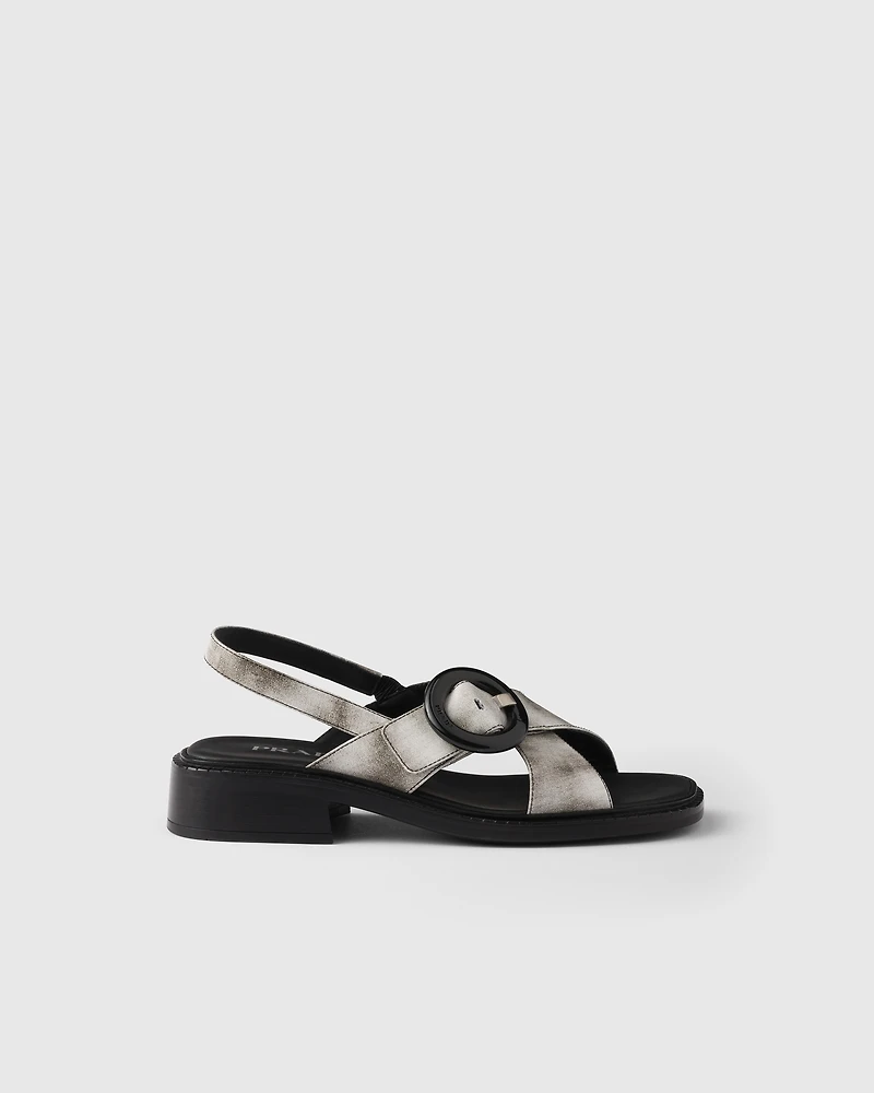 Brushed leather sandals with buckle
