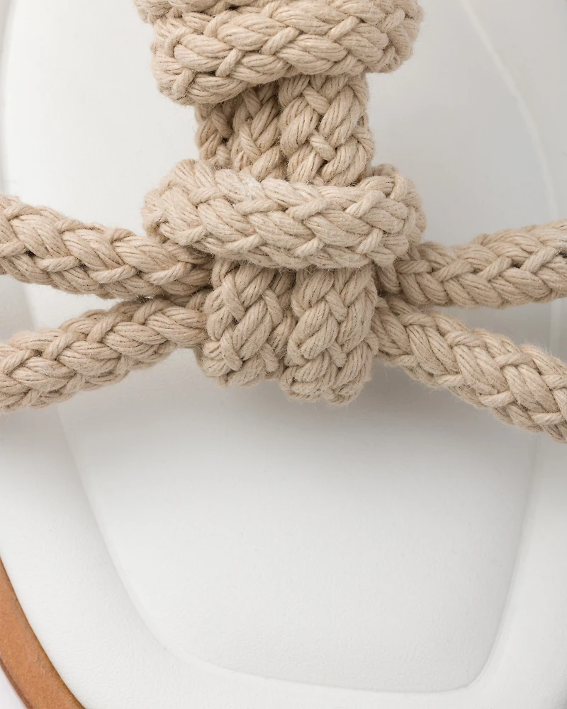 Flat leather and cord sandals