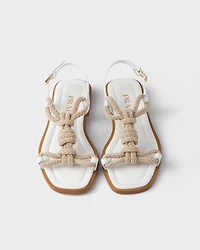 Flat leather and cord sandals