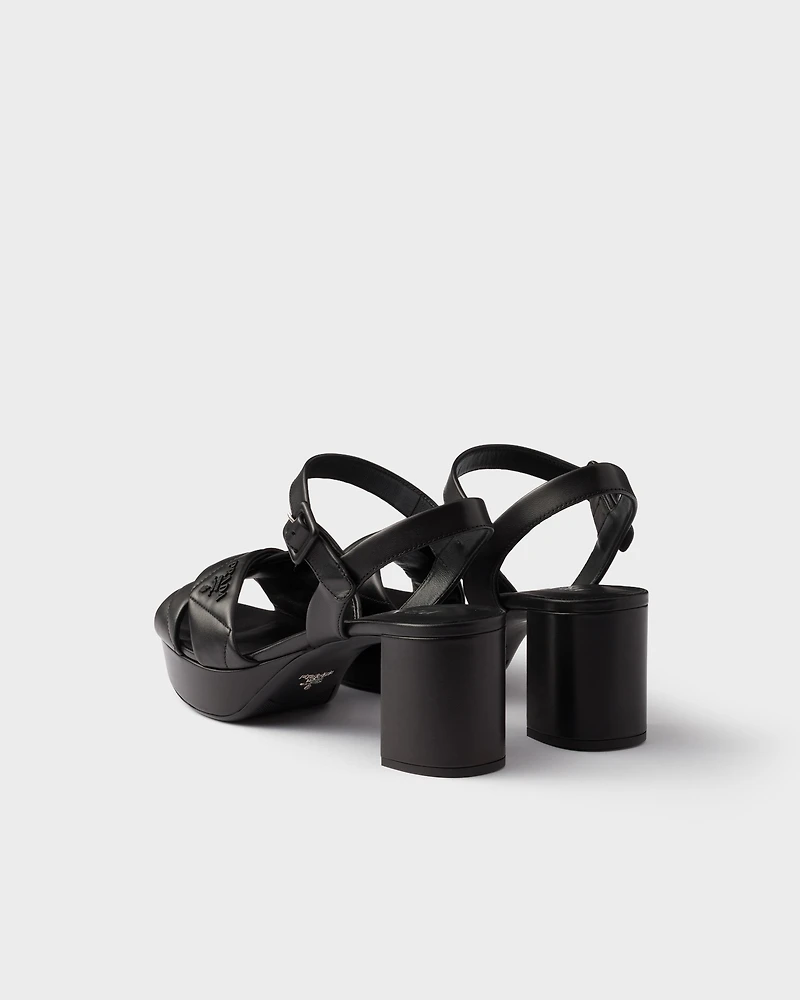 Quilted nappa leather platform sandals
