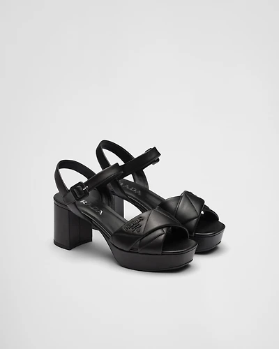Quilted nappa leather platform sandals