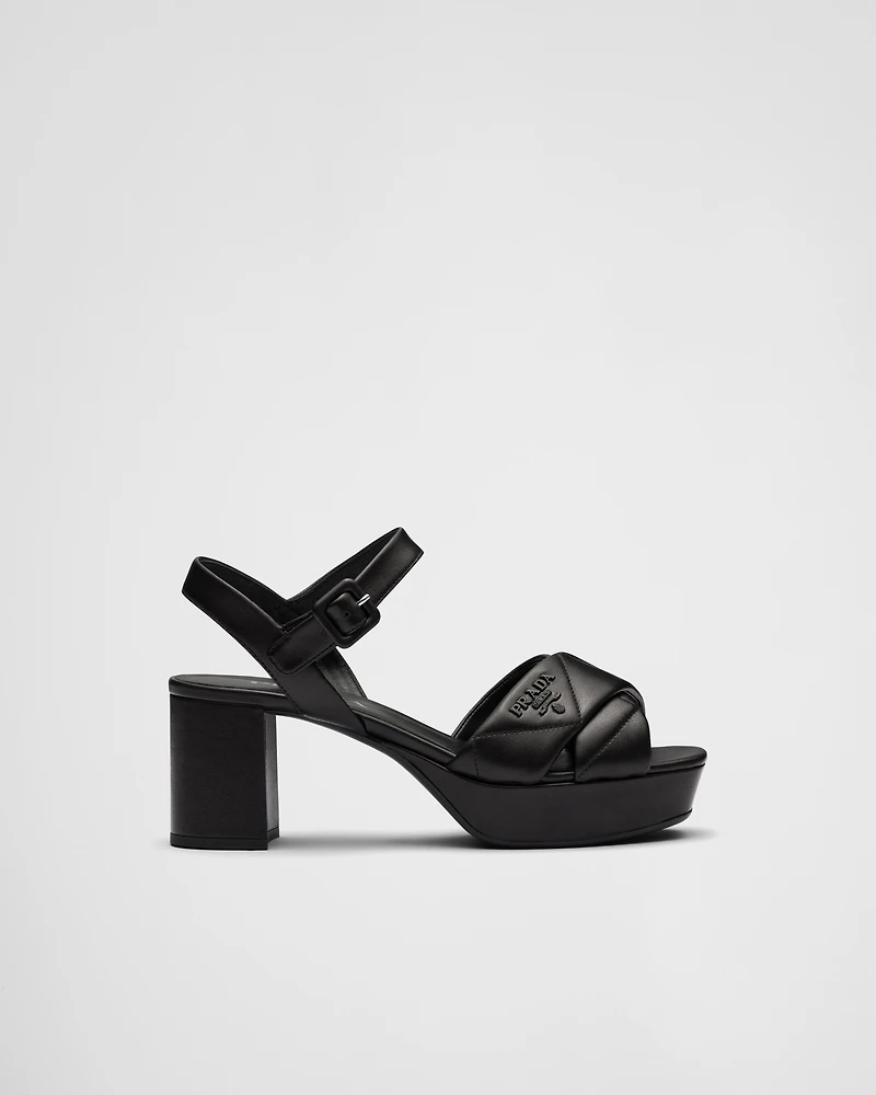 Quilted nappa leather platform sandals
