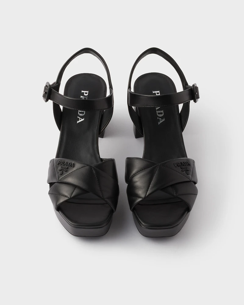 Quilted nappa leather platform sandals