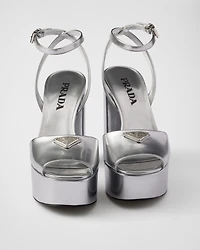 Metallic leather platform sandals