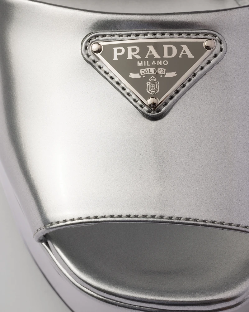 Metallic leather platform sandals