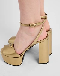 Metallic leather platform sandals