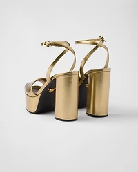 Metallic leather platform sandals