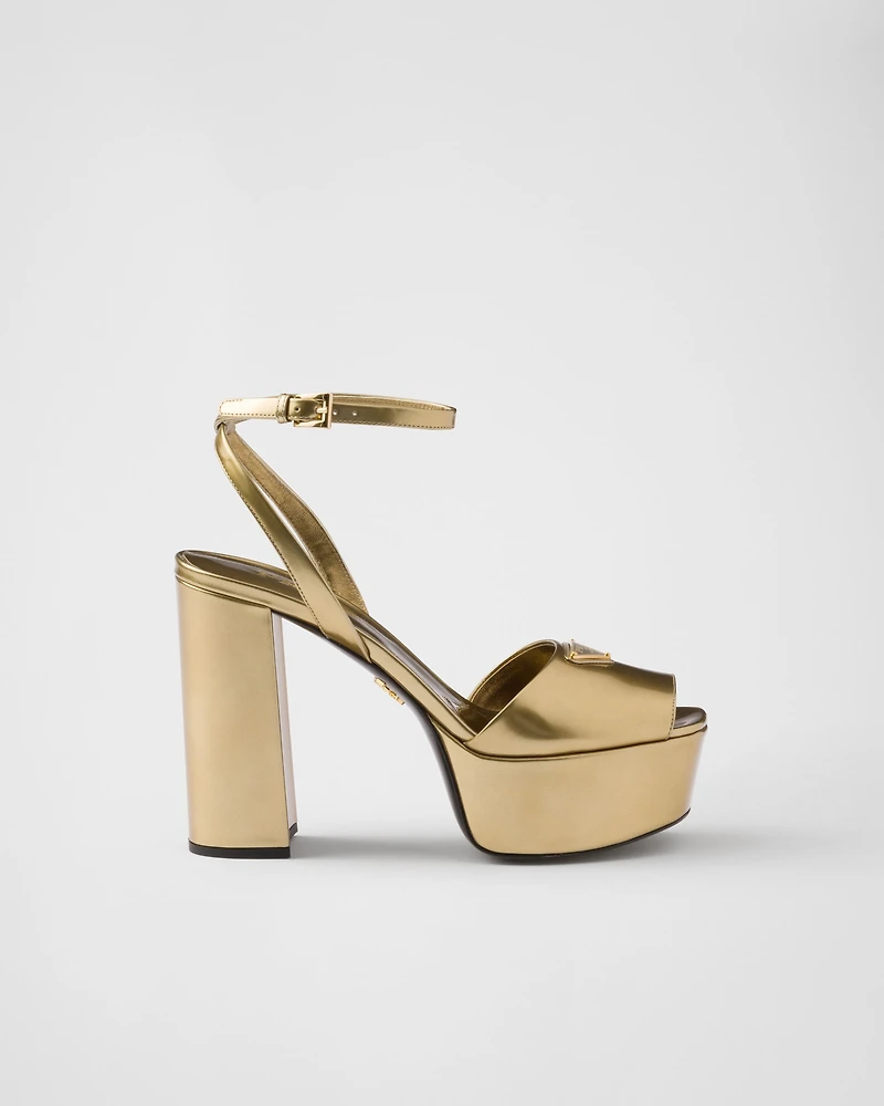 Metallic leather platform sandals