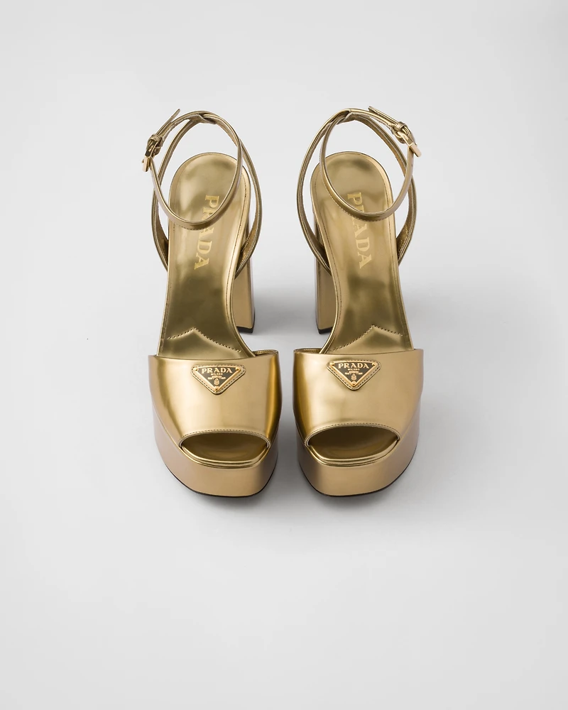 Metallic leather platform sandals