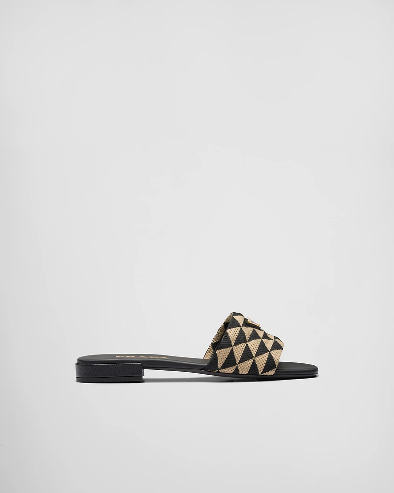 Embroidered fabric slides
