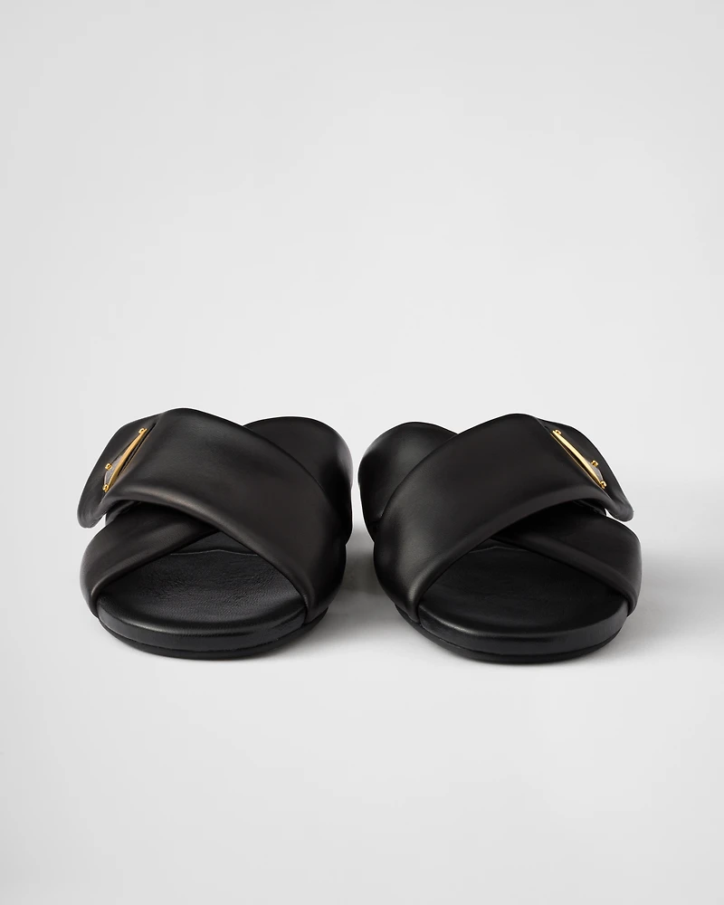 Padded nappa leather slides
