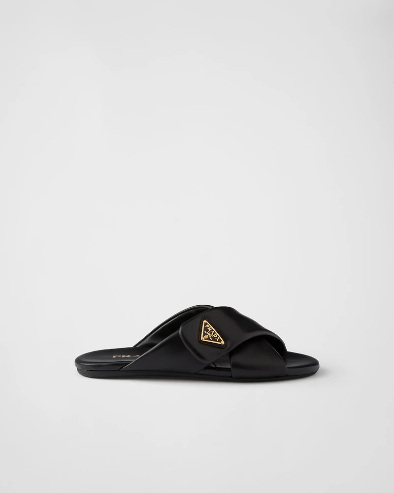 Padded nappa leather slides