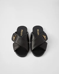 Padded nappa leather slides