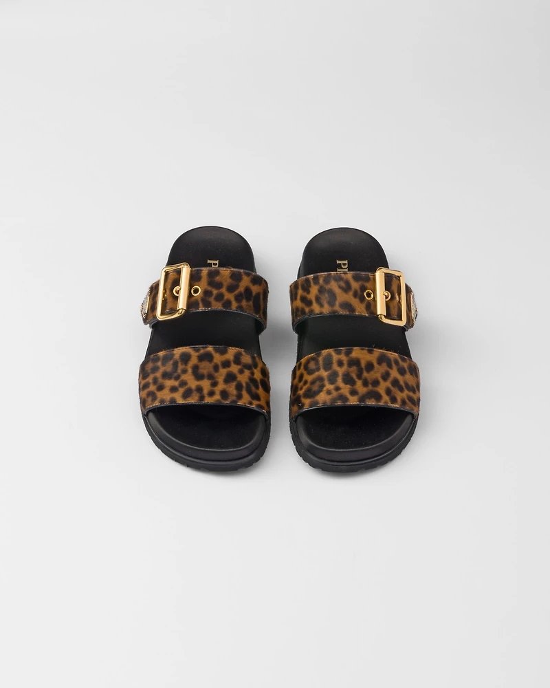 Printed leather slides