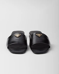 Saffiano patent leather slides