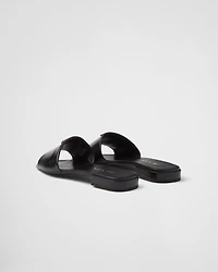 Saffiano patent leather slides